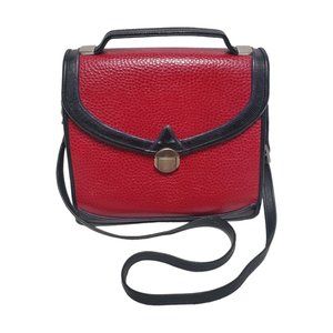 VTG D. Brev Artisan Signed Crossbody Bag Rare Exotic Red Leather Flap 10.5x10